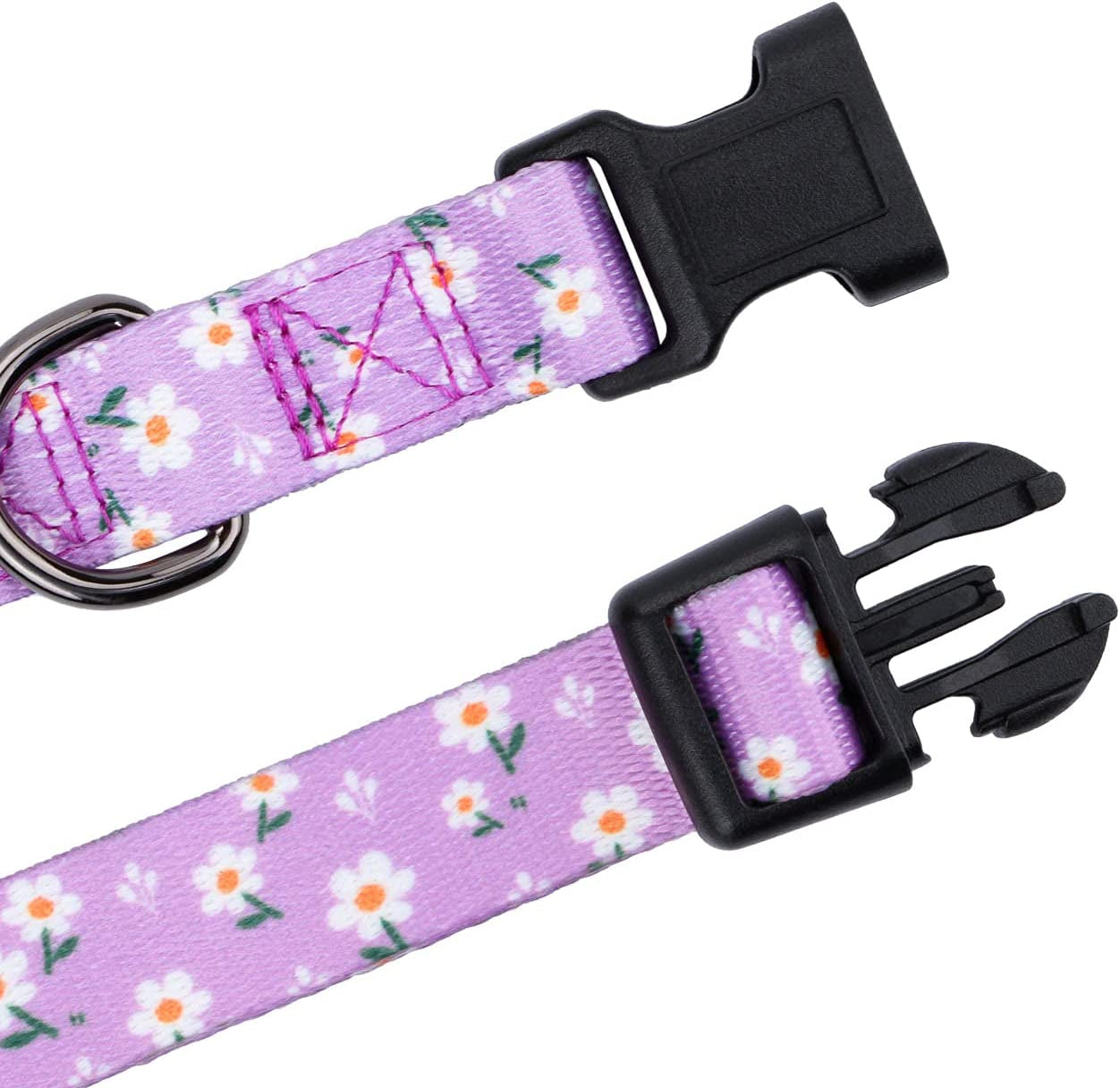 Daisy Girl Dog Collars, Floarl Design for Small Dogs, Purple