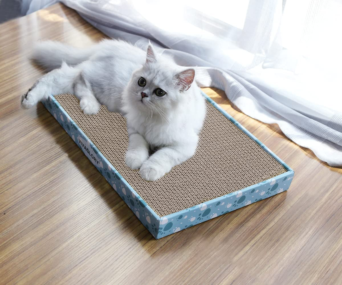 Cat Scratcher, Cat Scratching Pads with Box, Reversible Cat Scratching Board Cat Scratchers for Indoor Cats Kitty, Cardboard Cat Scratcher, Catnip Included, 3 Pack, Extra Wide